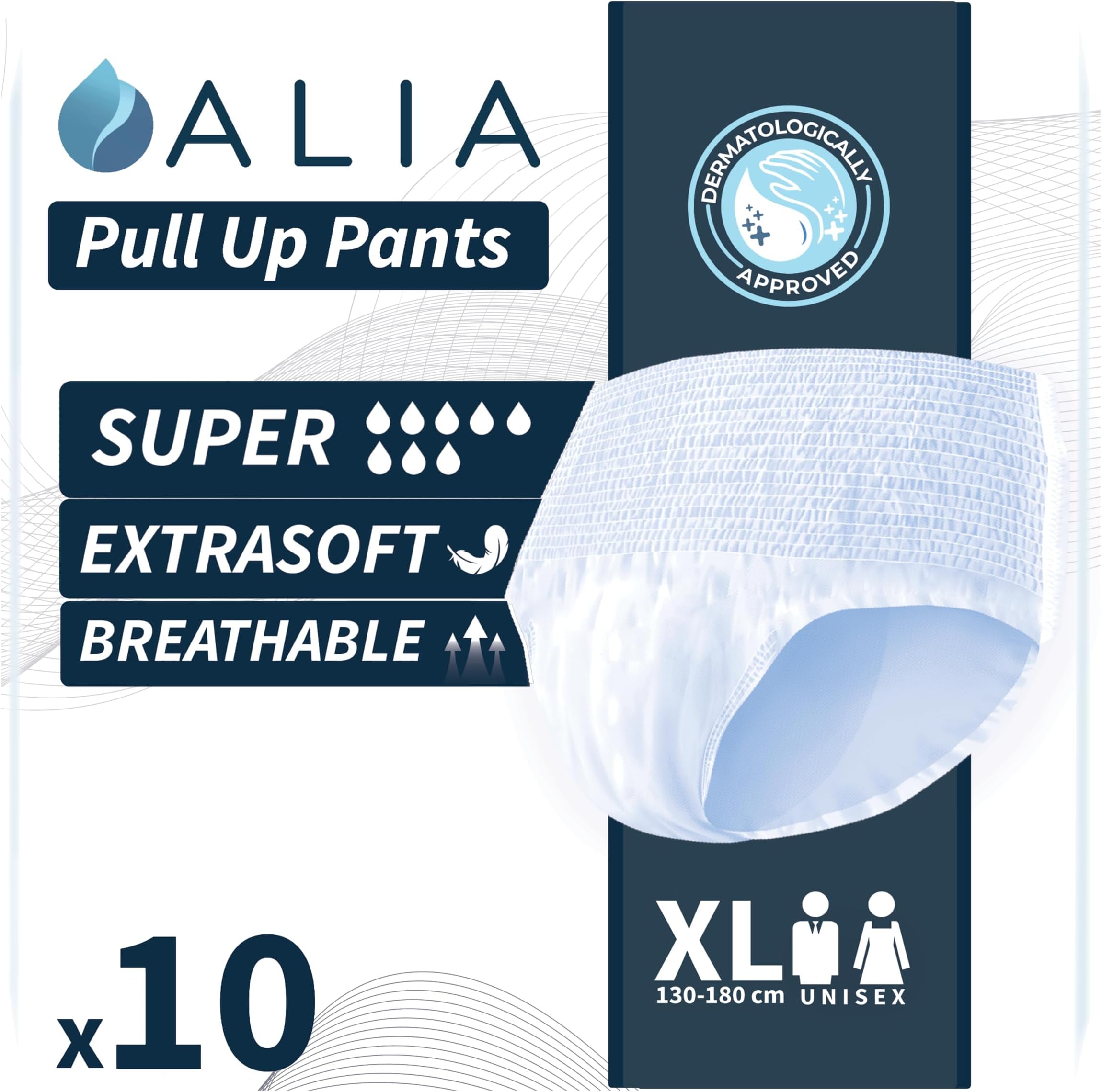 10 x ALIA Super Extra Large | Adult Incontinence Pull Up Pants | Men & Women Disposable Adults Pants | High Absorbency Unisex Adult Diapers | Breathable & Fast Absorption Odour Control | 1 Pack of 10