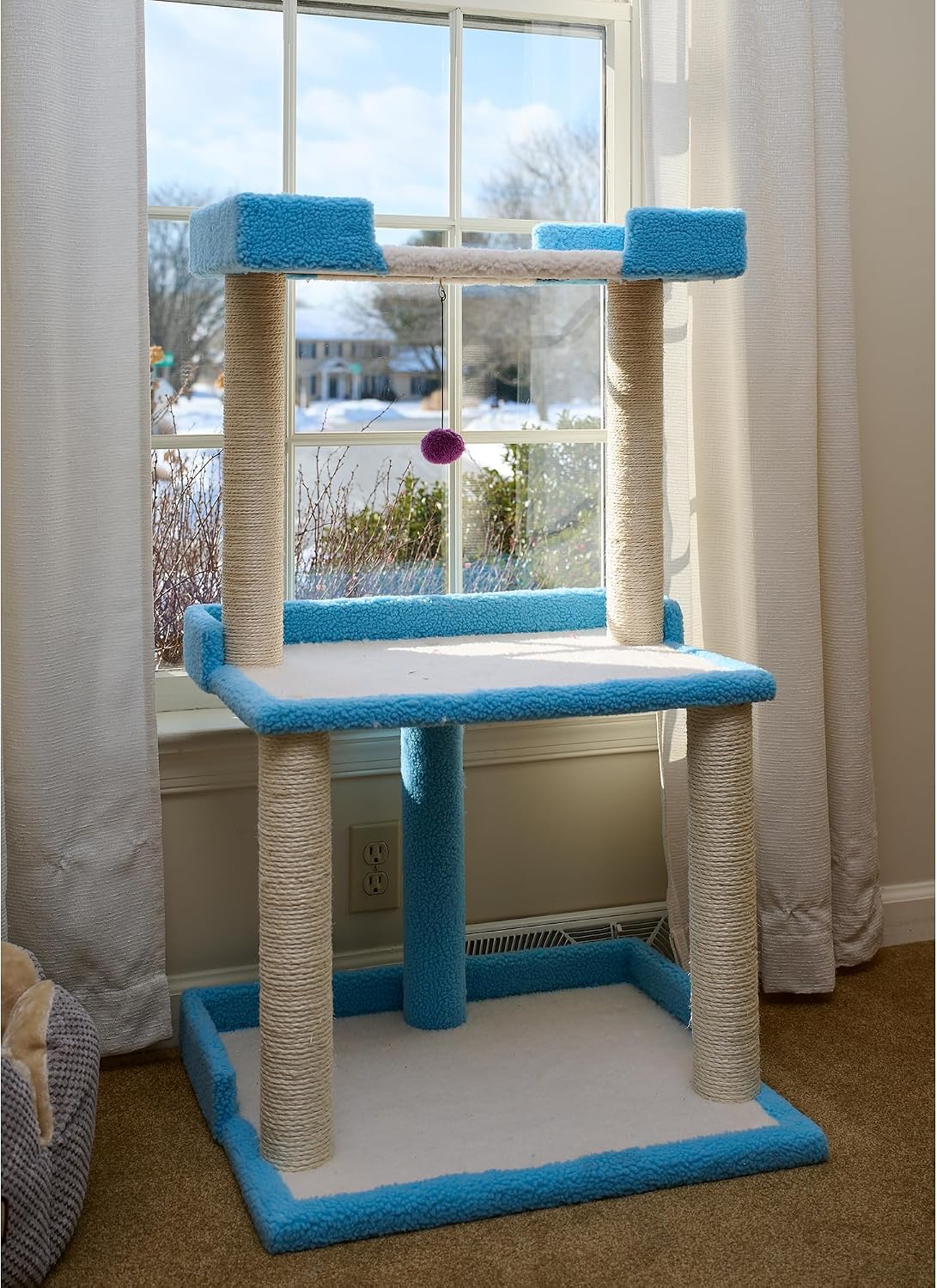 Armarkat Cat Tree for Indoor Cats, 41 Inch Tall Cat Condo with Sisal Scratching Posts, Plush Perches, Sturdy Activity Center for Large Cats - Sky Blue (Model B4109A)