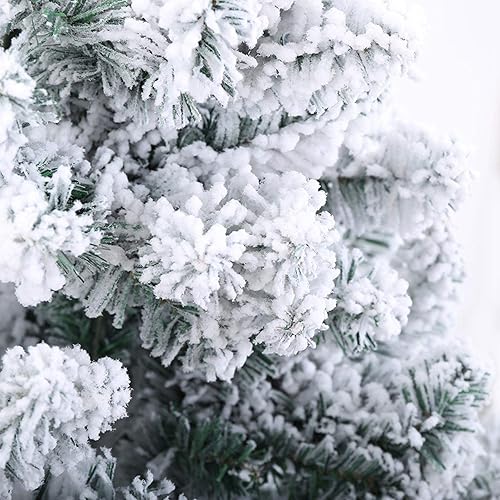 Miniatura 5 de Decoración navideña árbol de Navidad artificial flocado de 7.5 pies, árbol de lápiz de Navidad, decoración del hogar de vacaciones para fiestas,