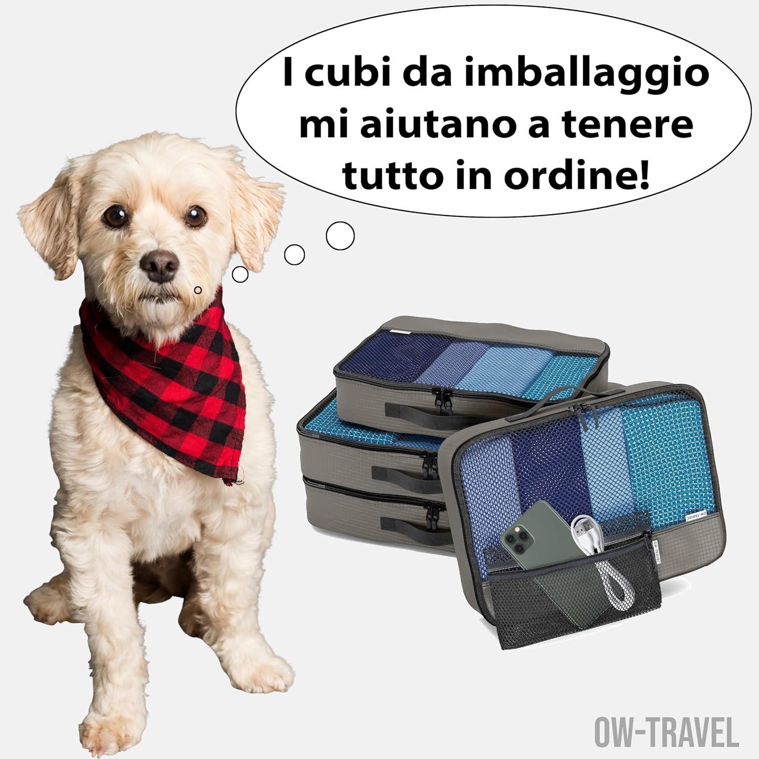 OW-Travel Organizer Valigia Salvaspazio Set da 5 Grigio (Med... 4 81FlTdVvTAL. AC SL1500