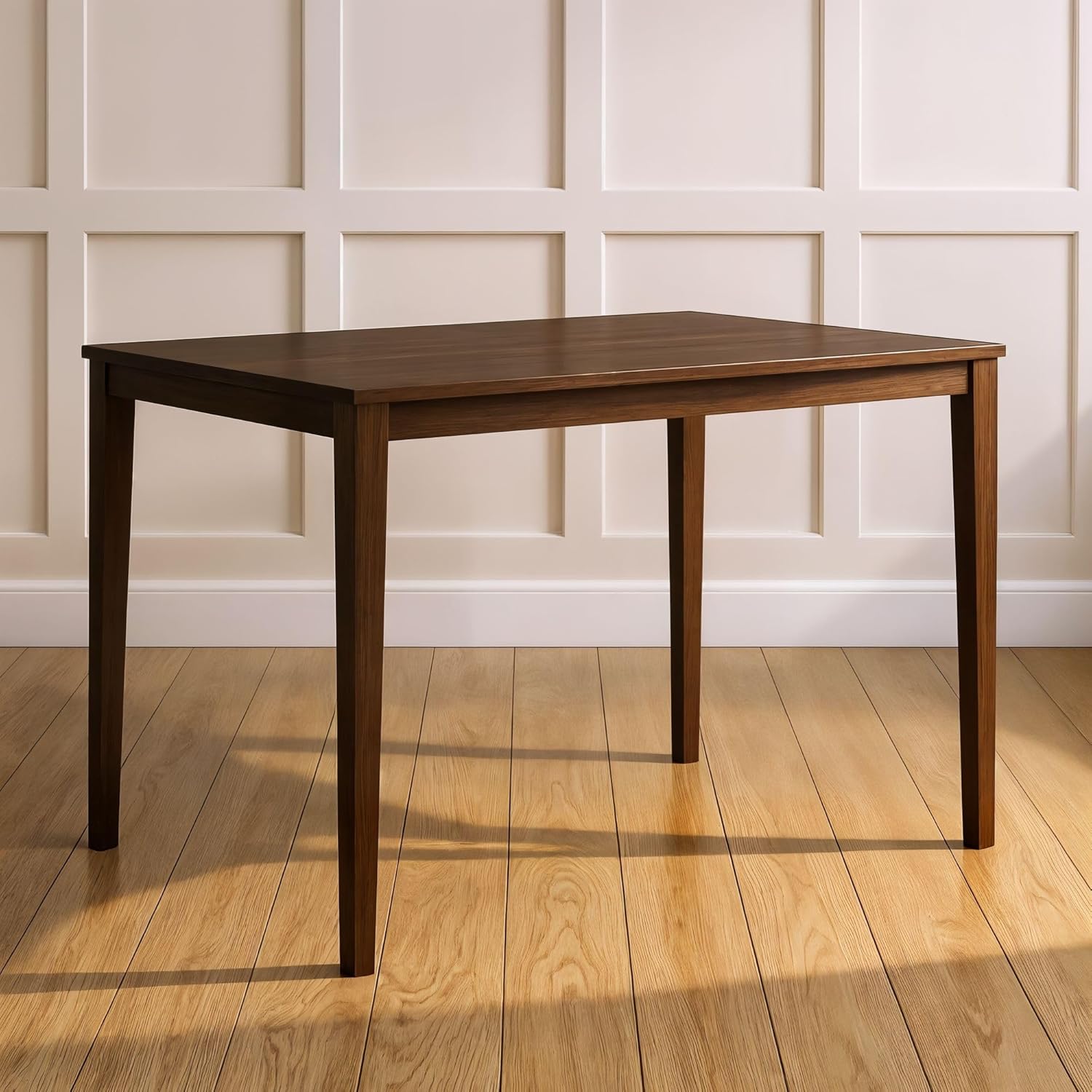 Grain & Grove Crew 5-Piece Dining Set – Solid Wood 43” Rectangular Table and 4 Chairs, Seats 4, Small Kitchen or Dining Room Set, Easy Assembly, Walnut