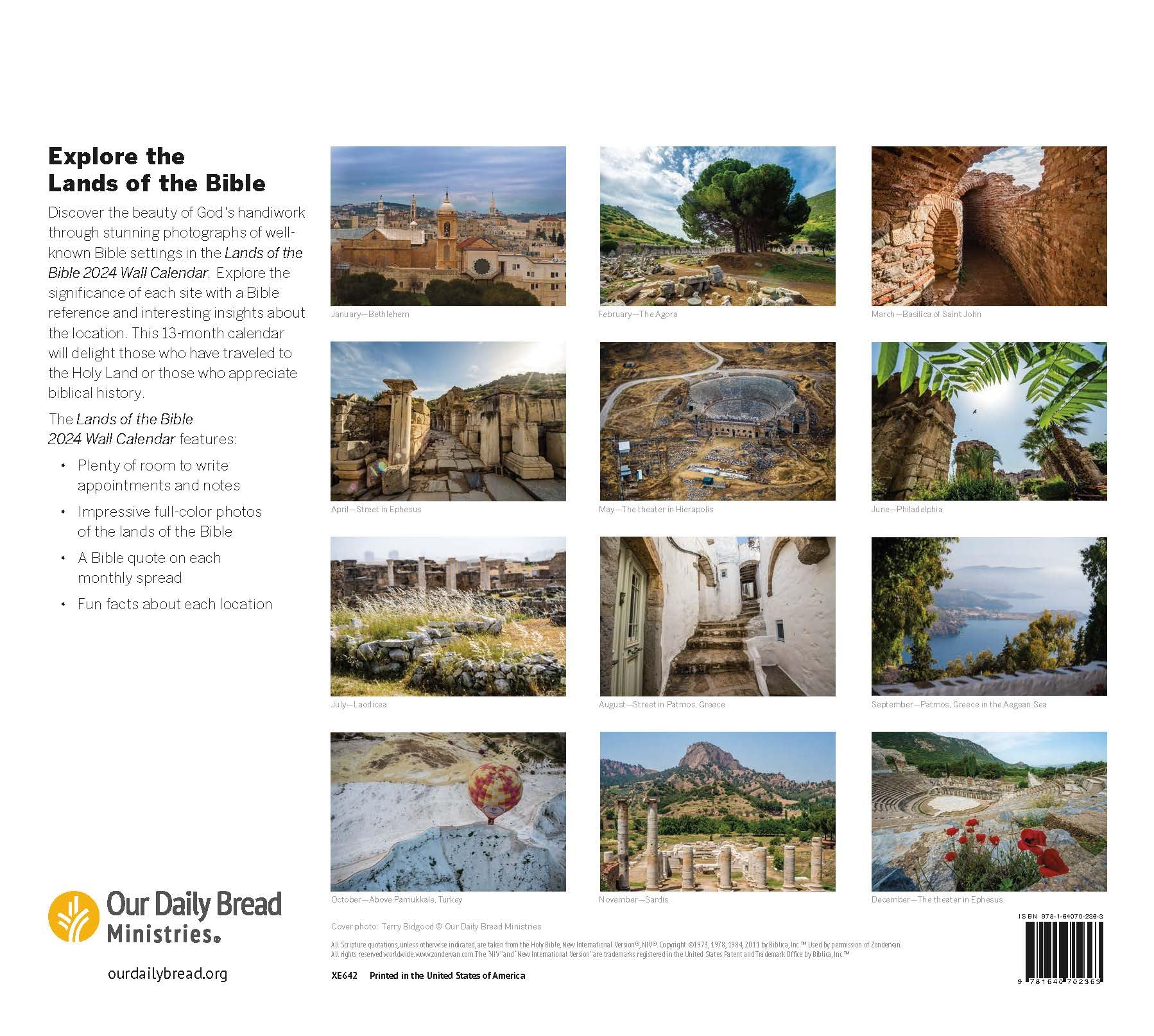 Lands of the Bible Calendario da parete 2024