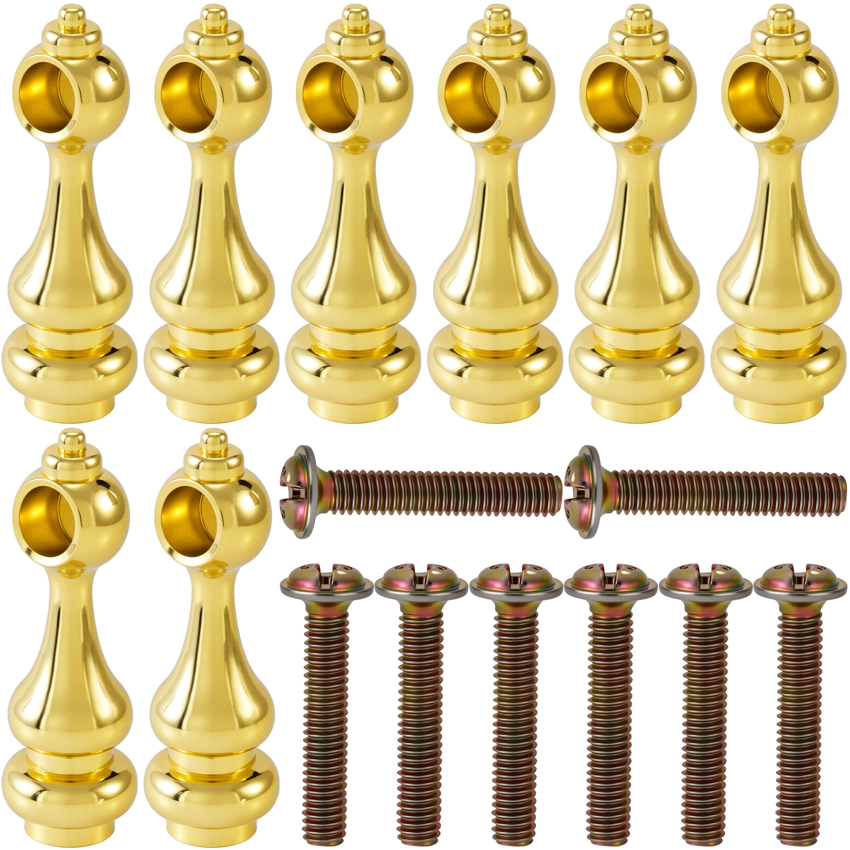 YALOJE 8 Pack Metal Shelf Rail Connectors, Railing Bracket Spindles Furniture Connectors, Decorative Gallery Rails with Screws for Shelves, Wine
