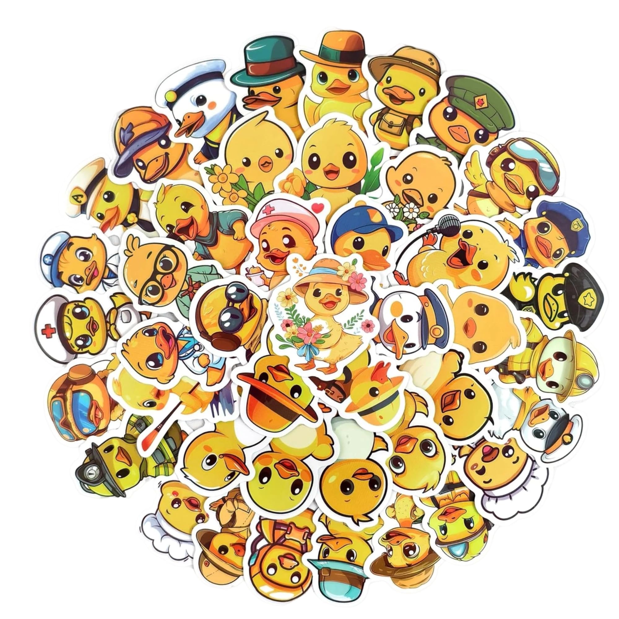 Trifletopia Yellow Duck Stickers 50 Pack, Cute Duck Cartoon Stickers, Decorative Duck Stationery Stickers For Scrapbooking Journals Laptop Water Bottle Diy
