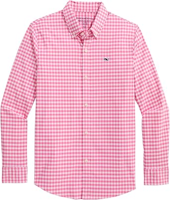 Vineyard Vines Boys Boys Skysail Gingham Performance Cotton Shirt