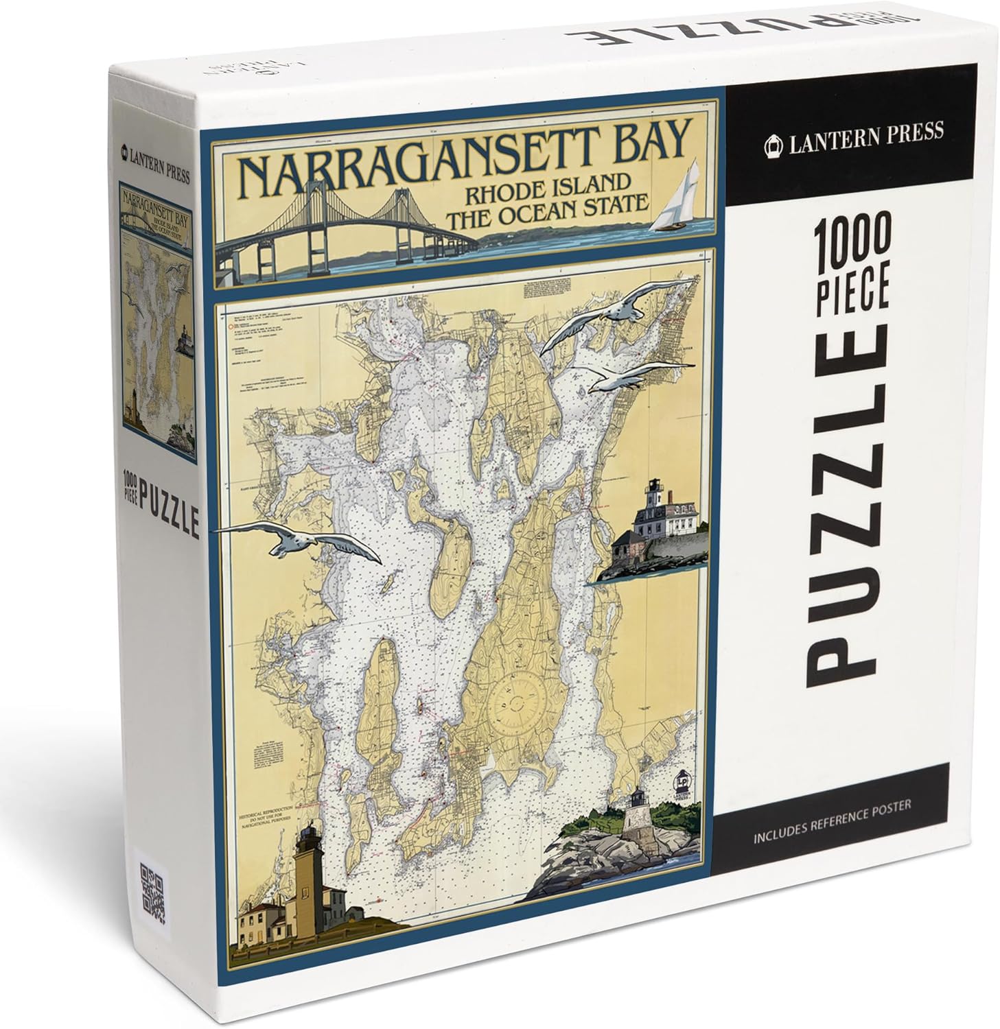 Narragansett Bay, Rhode Island, Nautical Chart (1000 Piece Puzzle, Challenging Jigsaw Puzzle for Adults, Made in USA)