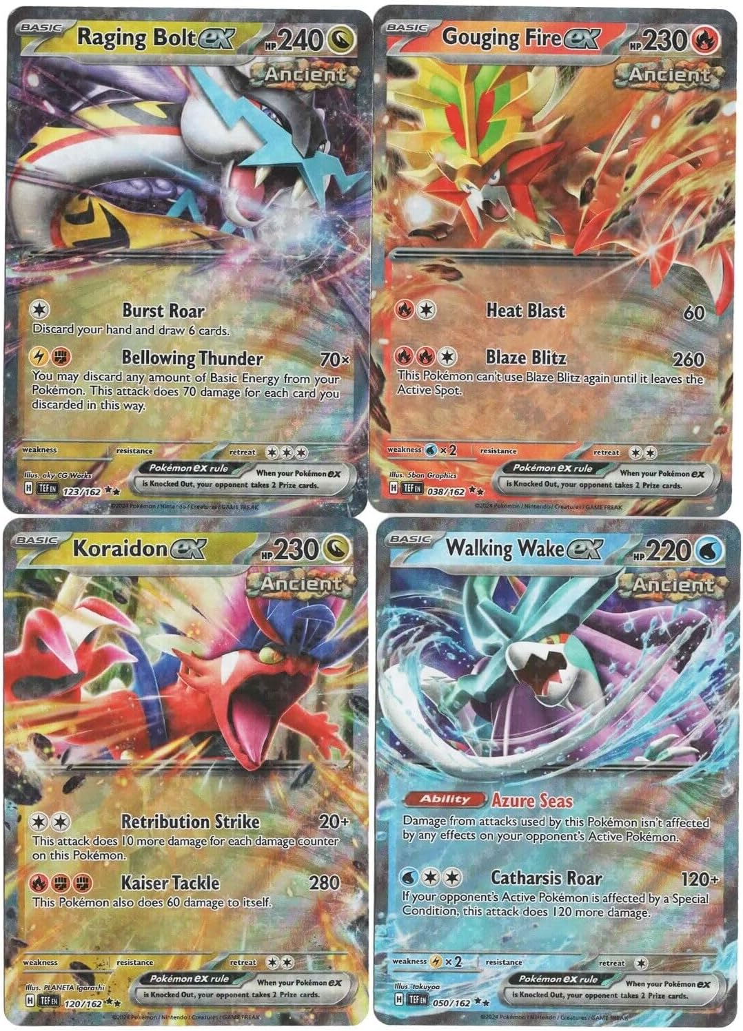 Pokemon Temporal Forces Ancient Card Set Raging Bolt ex Gouging Fire ex 123/162