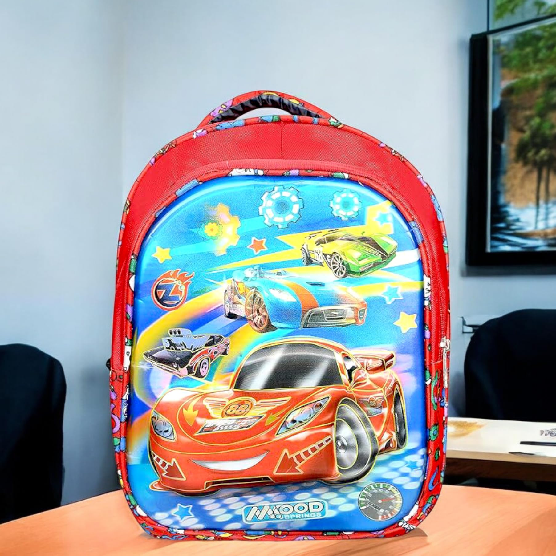 stylbase Car Cartoon Printed School Bag for Boys and Girls | Waterproof Backpack Bag for Travelling Sports | Kids Bag Ideal for UKG Nursery 1st Class | School Bags for 5+ Years 15 Inches Multicolor-picture-43