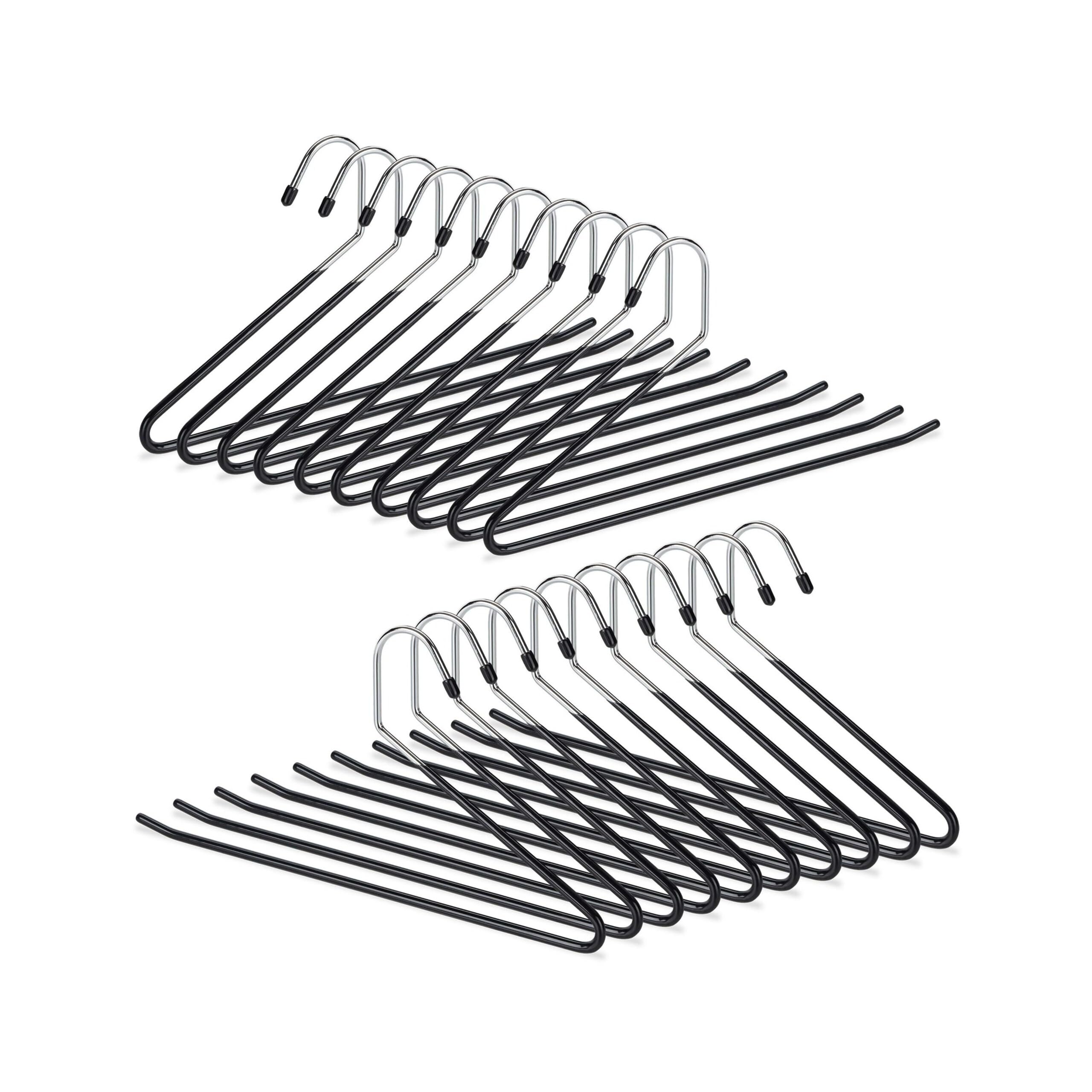Relaxdays Wieszaki na spodnie 20 sztuk, antypoślizgowe, gumowane, metalowe, 18 cm, czarne