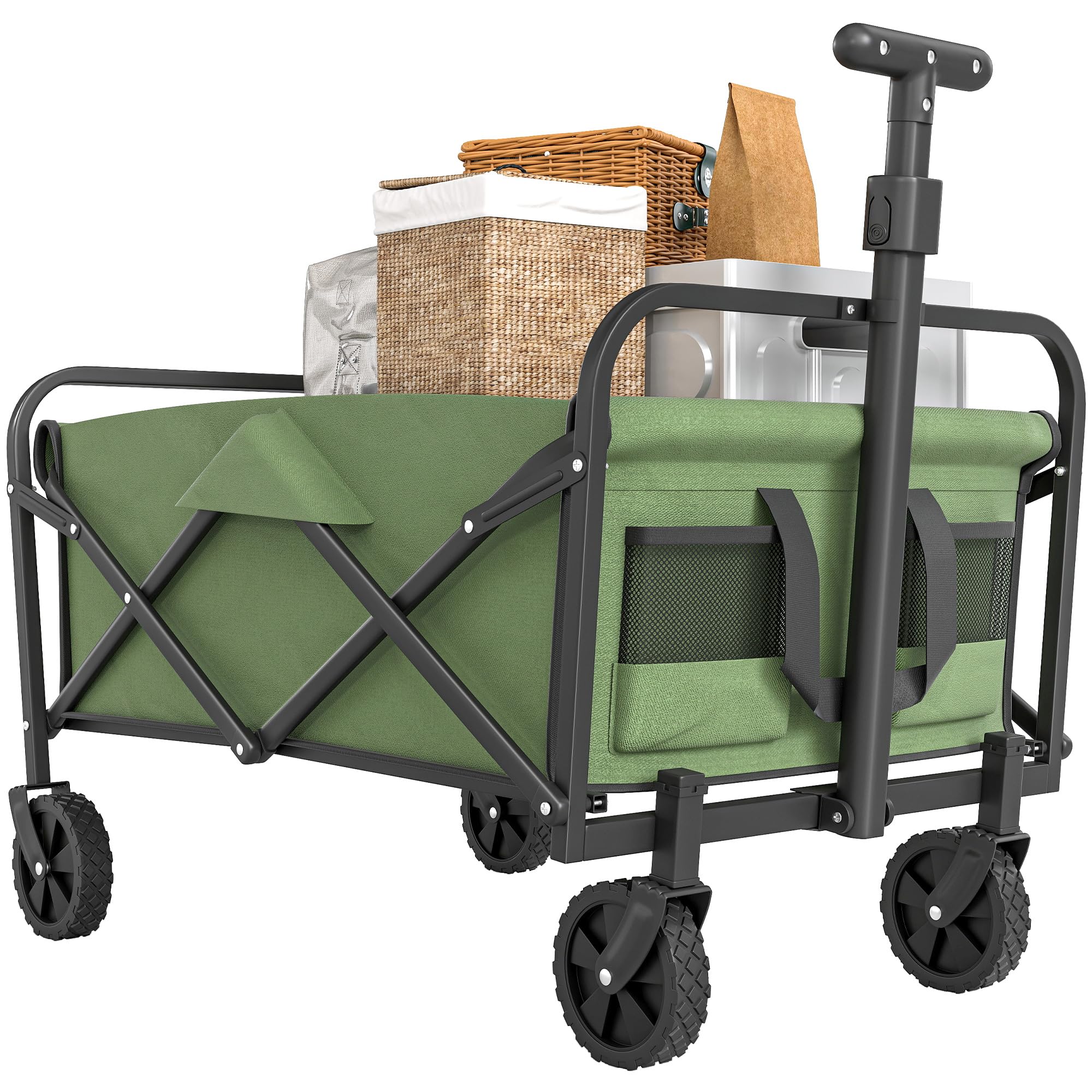 Outsunny Unisex Green 93L Festival Trolley, 120Kg Heavy Duty Folding Trolley Cart,