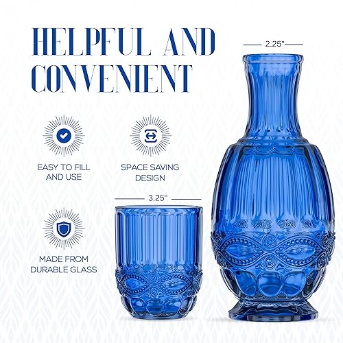 Miniatura 5 de Jarra de agua para mesita de noche con vaso | Jarra de 33 onzas y vaso de bebida a juego | Utilice la taza como tapa para la jarra | Para habitación