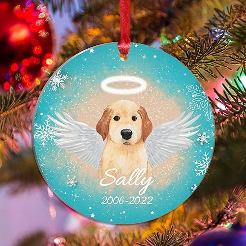 Miniatura 9 de WoGuangis Chow Chow con alas Perro en el Cielo Acrílico Adorno de Navidad para Mascotas Memorial Adornos de Navidad para árbol Personalizado