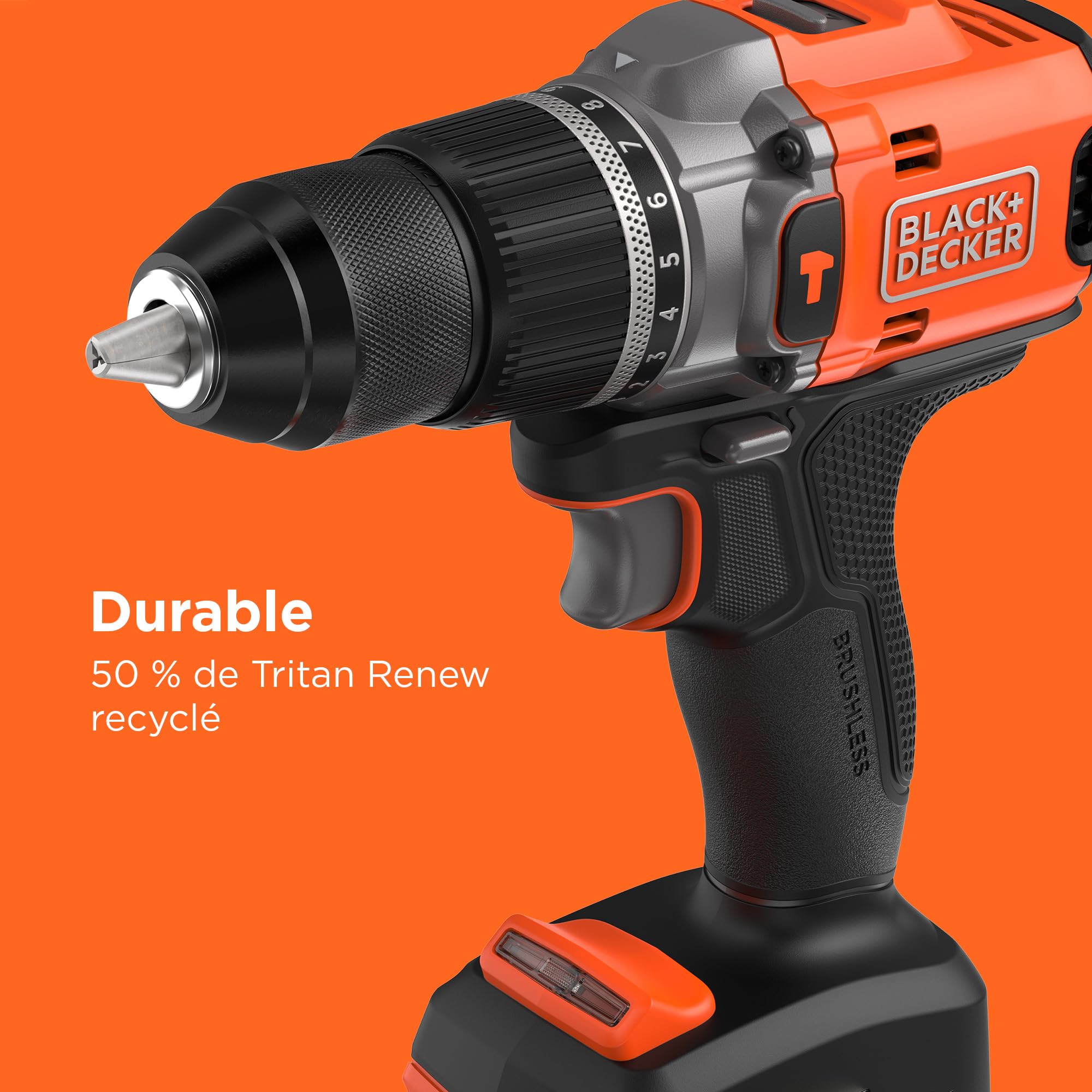 BLACK+DECKER Marteau perforateur sans fil 18V POWERCONNECT, moteur sans balais, couple 50 Nm, mandrin sans clé 13 mm – Unité sans accessoires, BLD683XN-XJ