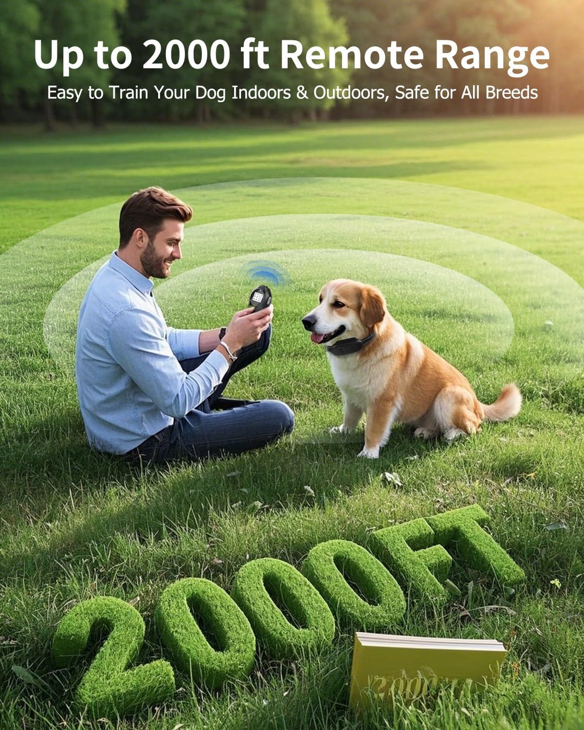 Dog Shock Collar with Remote Control for Dogs 10–120lbs, IPX7 Waterproof Dog Training Collar with Security Lock, 4 Safe Training Modes, Rechargeable Long Battery Life for Small Medium Large Dogs Gry