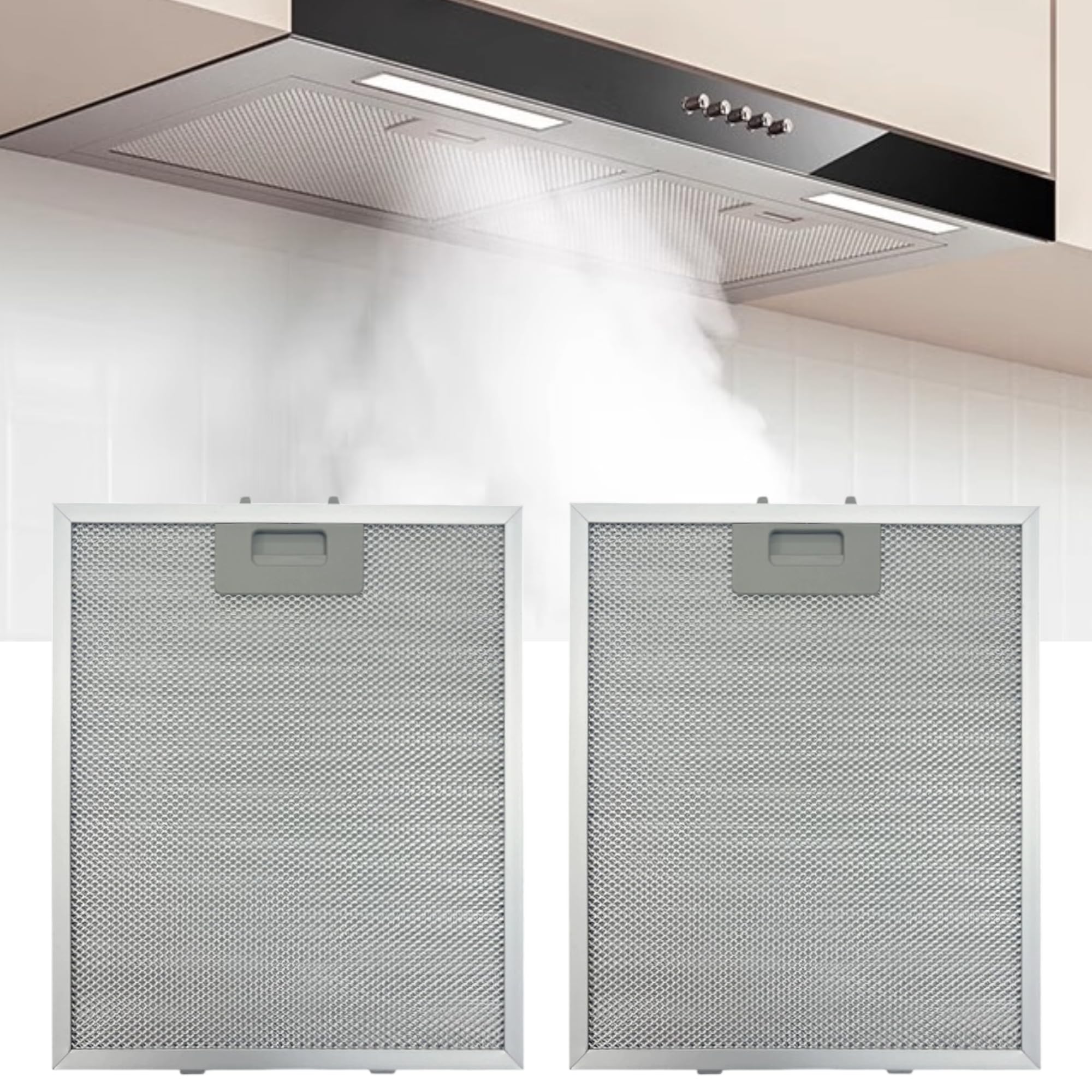 SUQ Filtro de Aceite Metálico de Campana Extractora, Filtro de Ventilación de Campana Extractora de Malla de Aluminio de 5 Capas, Filtro de Ventilador de Extracción Universal (2PCS, 320 x 260mm)