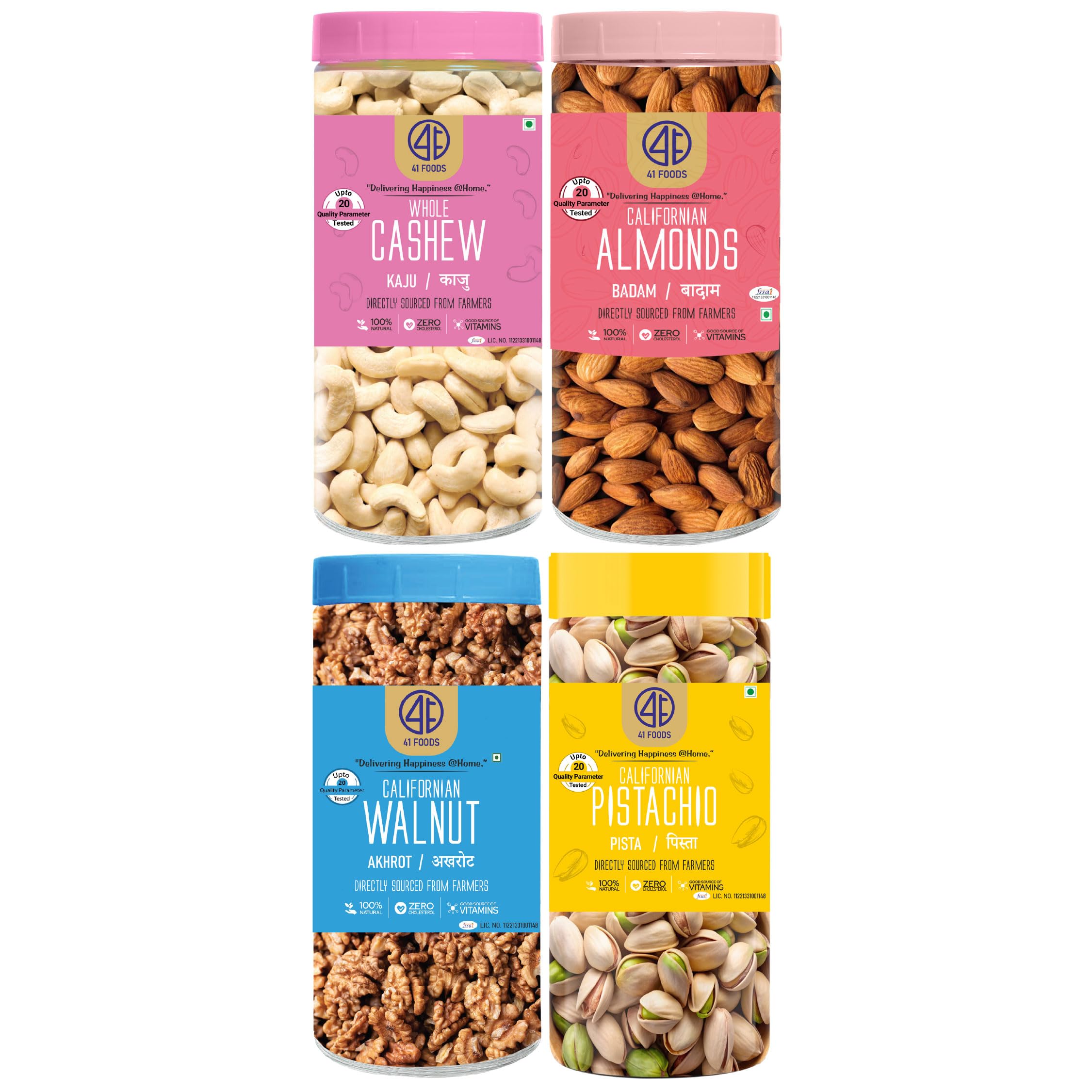 41 Foods Premium Dry Fruits Combo of Almonds Cashews Pista and Walnuts | 1 KG (250g x 4)-image-9