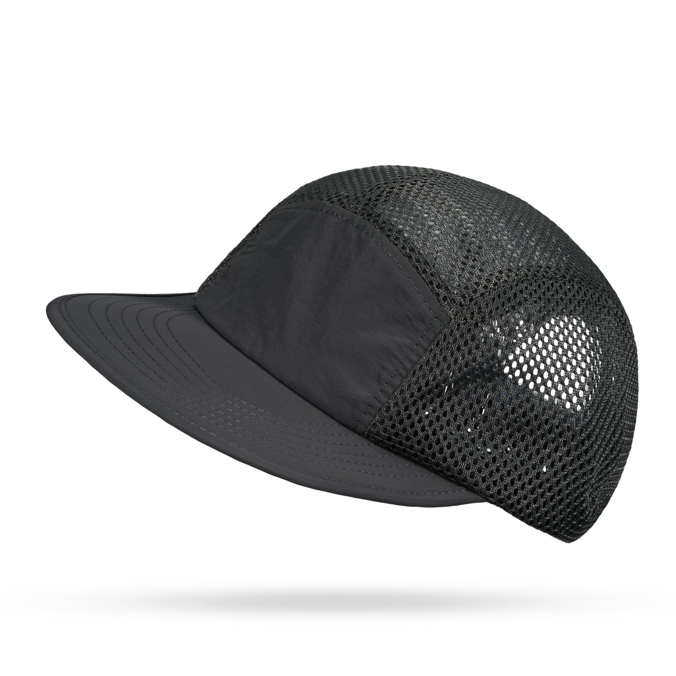 Croogo Cappello da baseball regolabile in rete a 5 pannelli, leggero, traspirante, ad asciugatura rapida, stile hip hop, cappello piatto, Asbh02-grigio scuro, Taglia unica