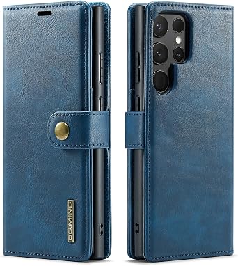 Magnetic Flip 2 in 1 Detachable Wallet Case for Samsung Galaxy S24 Ultra | Premium Retro PU Leather, Folio Flip Wallet with 3 Card Slots, Cash Pocket and Kickstand, Slim Shockproof Back Cover
