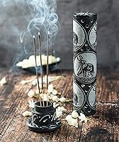 Vista 4 de Crocon Quemador de torre de incienso de mármol negro hecho a mano, forma redonda, diseño Jali, quemador de torre de incienso Portavelas de luz