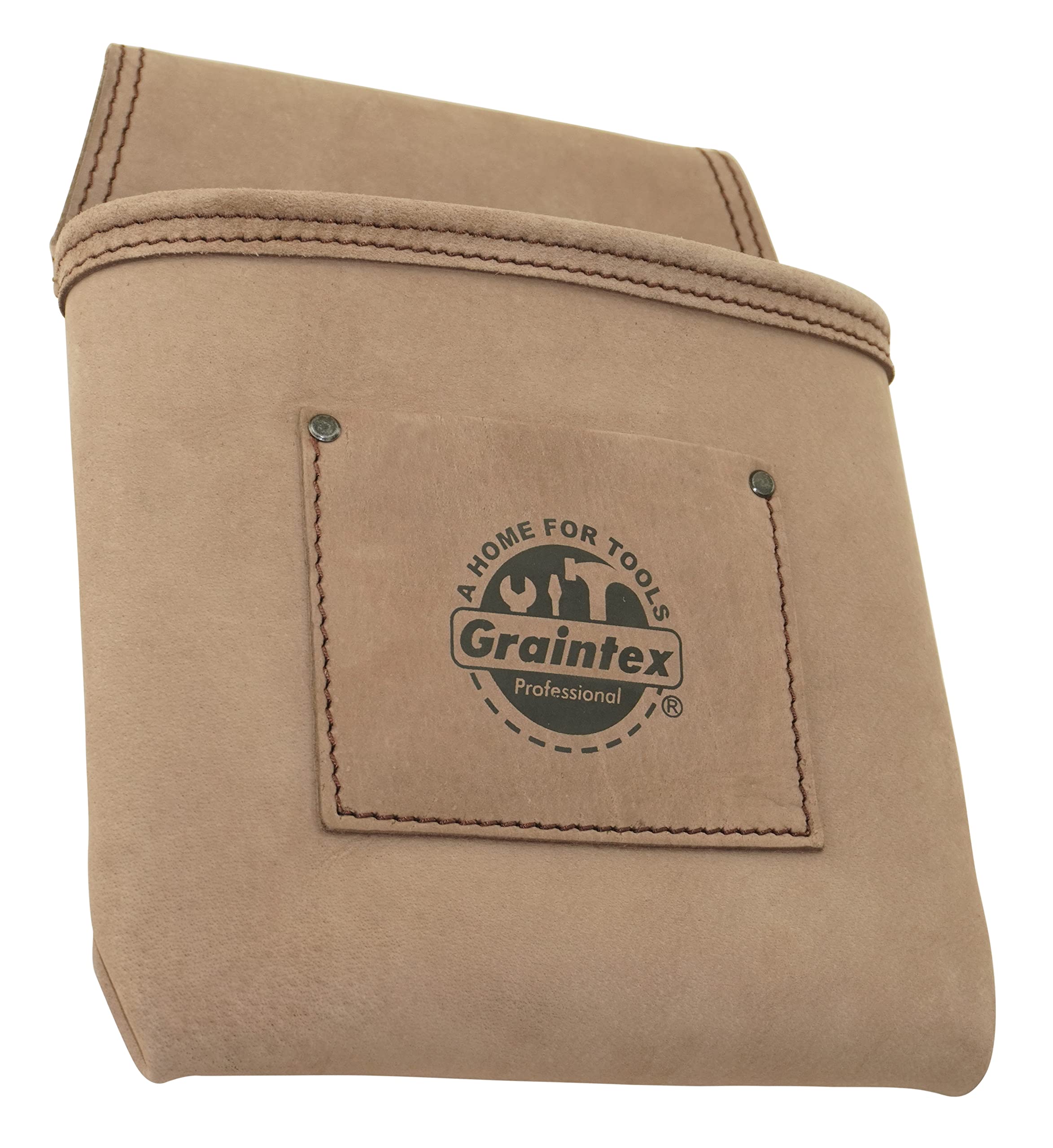 Graintex ST2009 1 bolsillo resistente superior de piel de grano para uñas, bolsa de herramientas para cinturón ancho con ranura para túnel