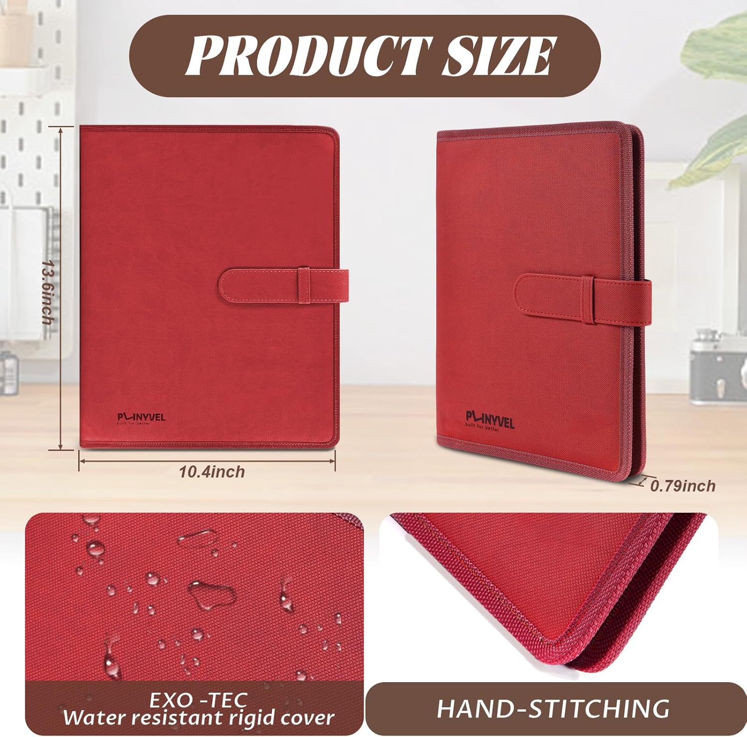 Plinyvel Travel Sketch Case & Cover: Leather Organizer Fits 5.5x8.5 Sketch Book & Spiral Pad | All-in-One Art Kit with Pencil Holder | Compact for Artists, Beginners & Travel (Red