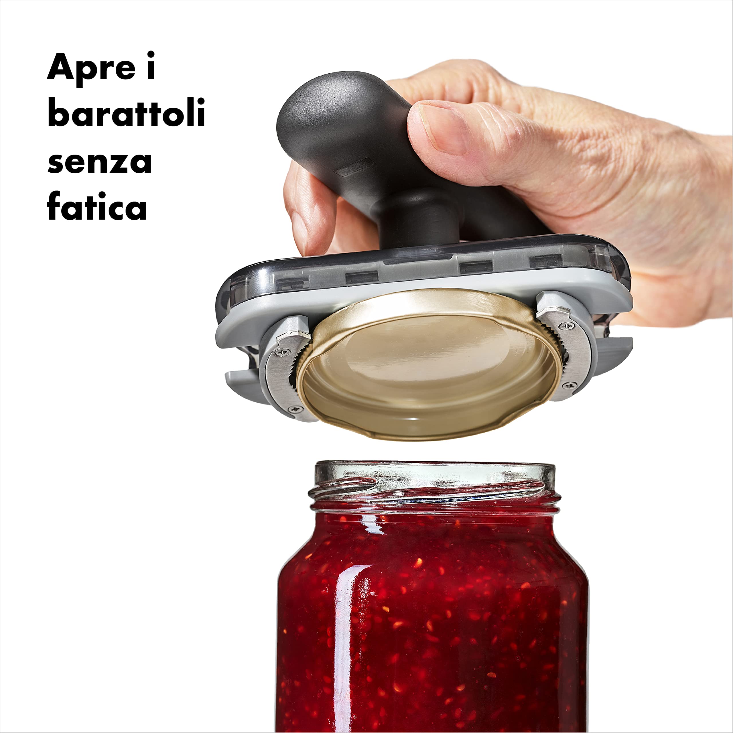 OXO Good Grips Apribarattoli Apriscatole Rotante con Base Antiscivolo, Nero