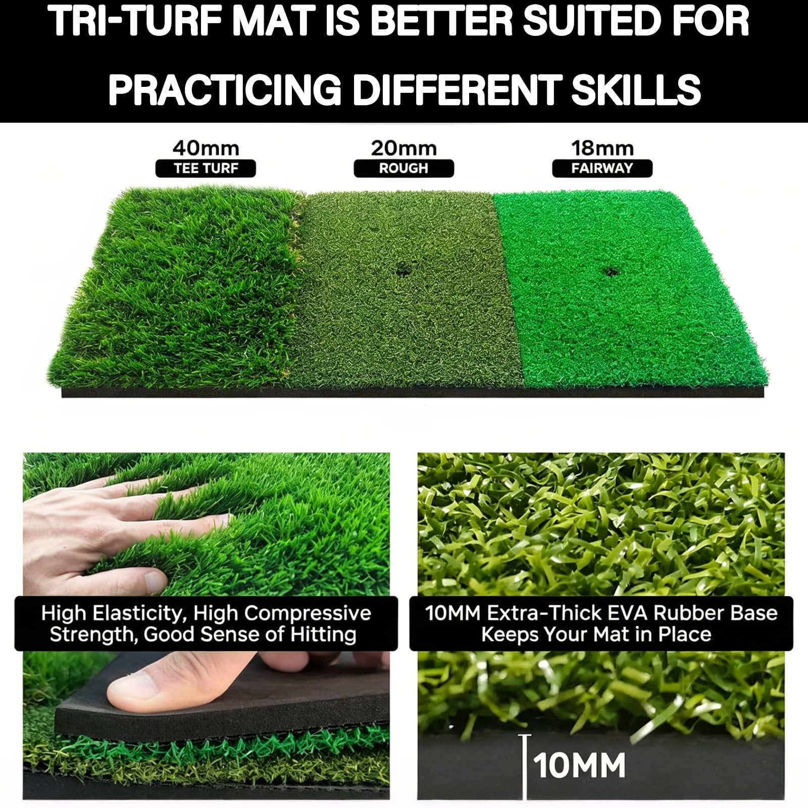 Multifunktionales Golfballnetz 300×180×240cm, Golf Trainingshilfen mit 3-Zonen Matte & 10 Bällen, Tragbar für Indoor & Outdoor, Minigolf für Zuhause,Golf Netz