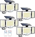 2 Pack Solar Lights Outdoor, 3500LM Motion Sensor Security Flood Lights | Upgraded Solar Panel with 3.3 ft Cable, 3-Mode Remote, 270° Wide Angle, 26 ft PIR Detection for Garage, Yard, Driveway, 6500K