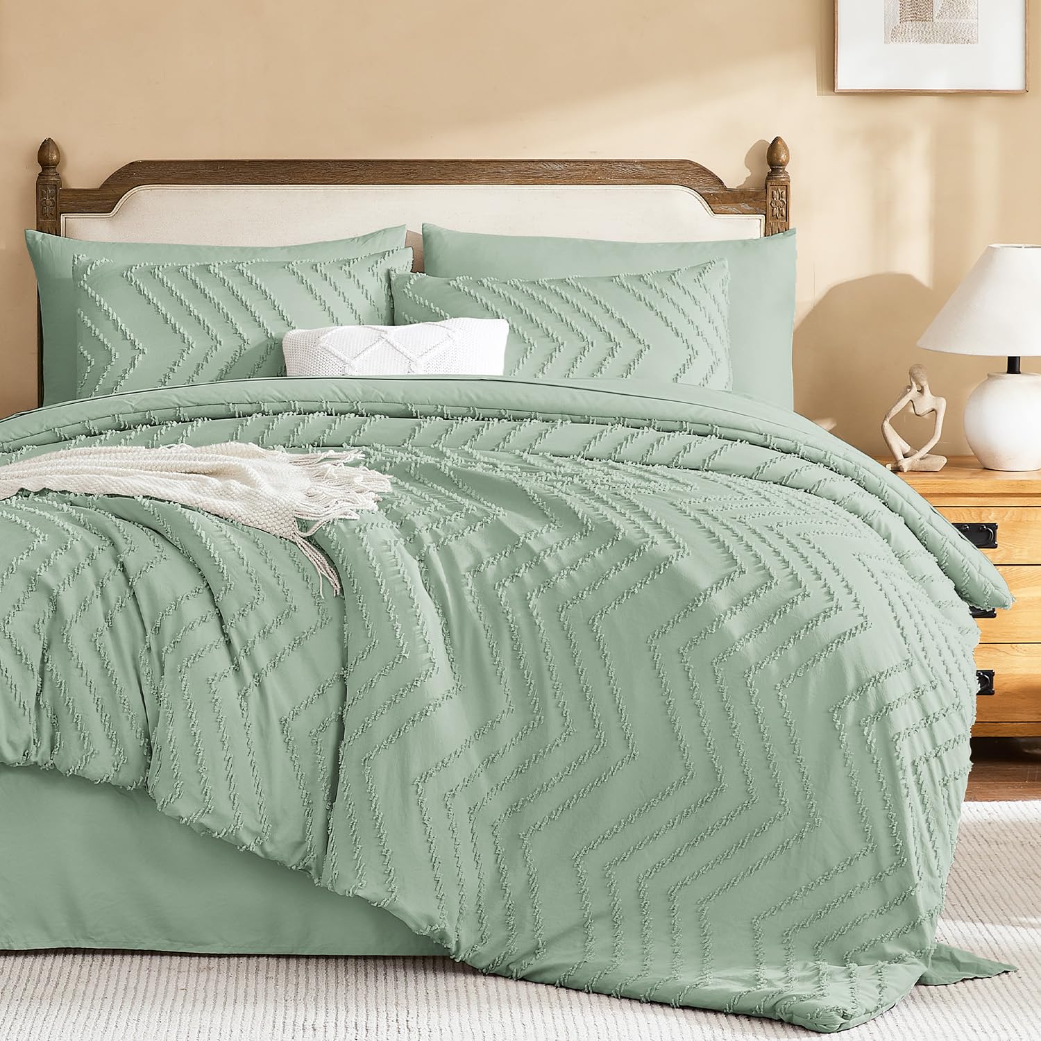 Litanika King Comforter Set with Sheets, 7 Pieces Boho Bed in a Bag