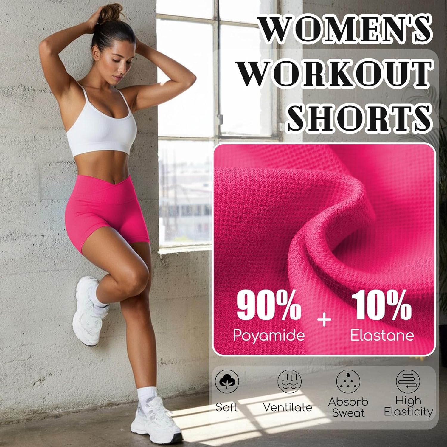 Coume 3 Pack Women's Workout Gym Shorts High Waist Seamless Biker Shorts Cross Butt Lifting Scrunch Athletic Yoga Sports - Image 6