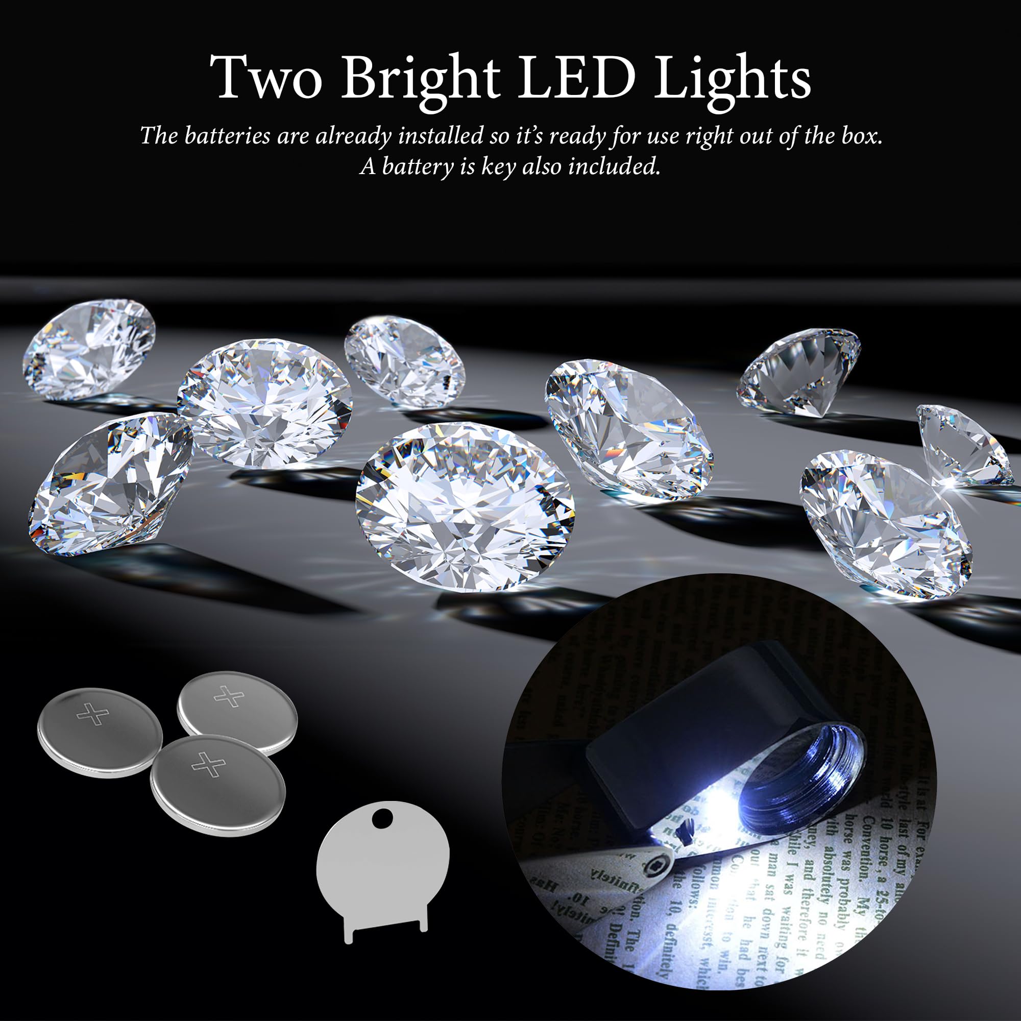 Juwelierlupe mit Licht, 30-fache Vergrößerung, faltbare Schmuck-Lupe, LED-beleuchtete Juwelierlupe für Edelsteine, Diamanten, Münzen, Schmuck, Pflanzen, Briefmarken usw