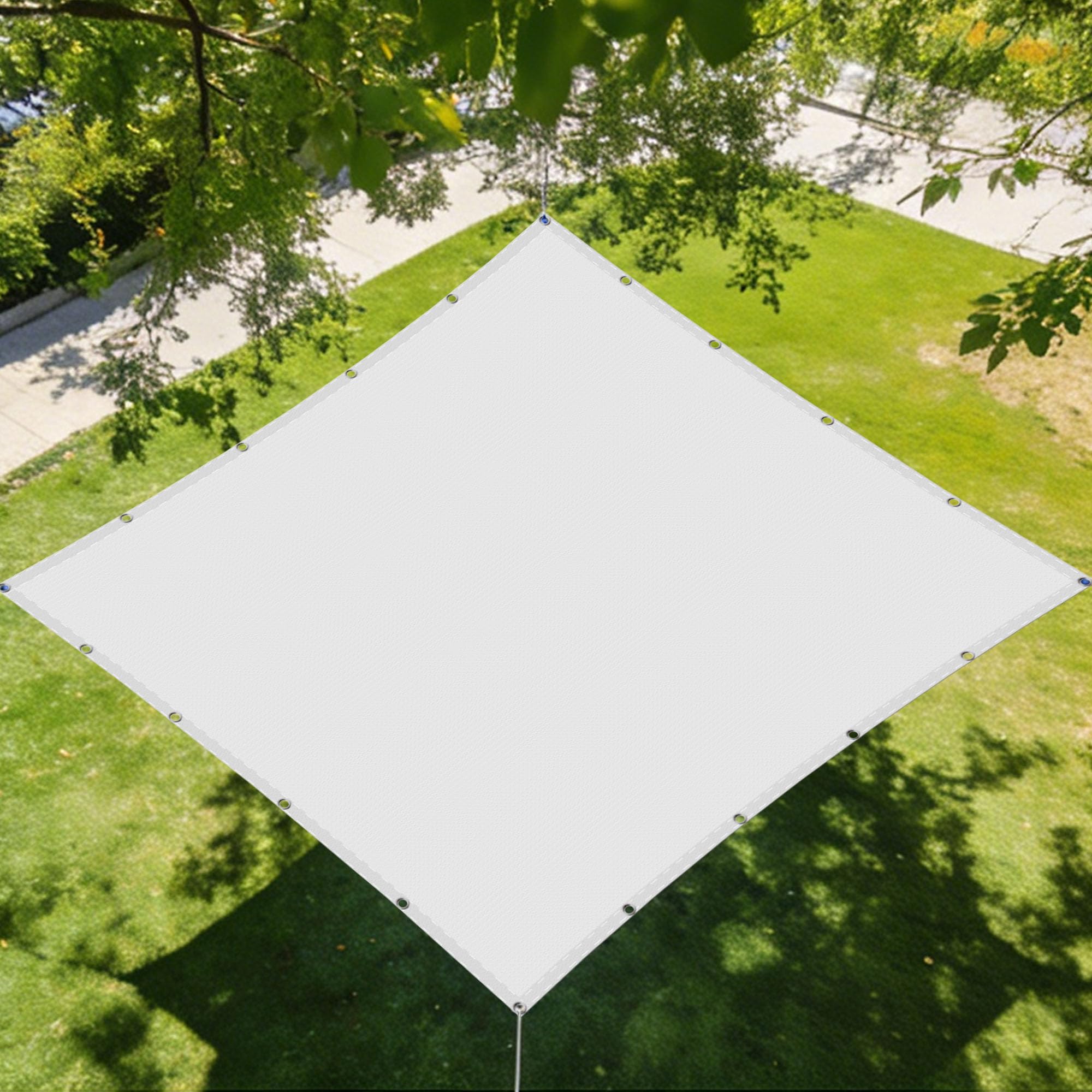 Voile d'ombrage pour balcon et jardin en toile blanche lavable de 120x250 cm