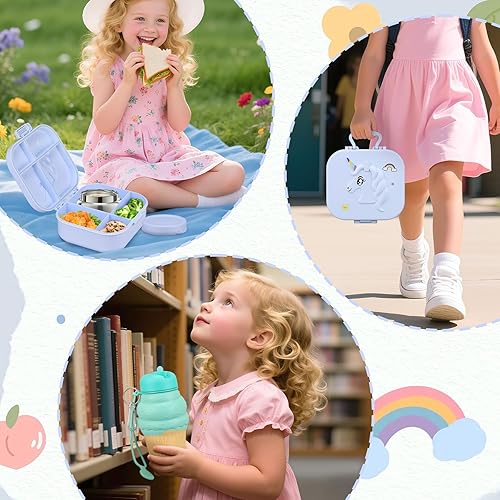 Miniatura 6 de Juego de Loncheras para Niños - Frasco de Alimentos Aislado de 12 oz, Bolsa Térmica, Envases de Comida para Almuerzo a Prueba de Fugas, Cubiertos