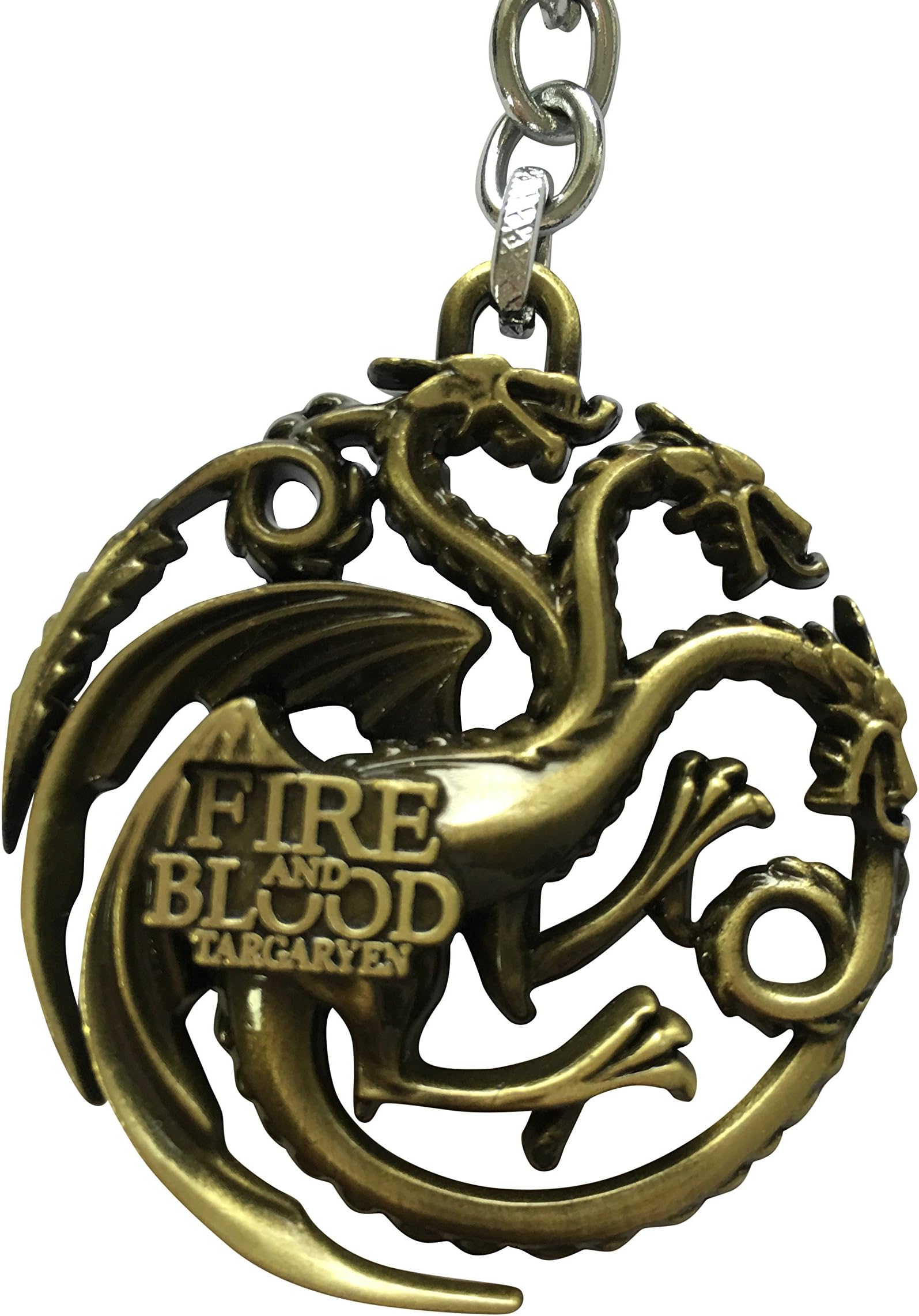 Game of Thrones Metal Cut Out Keyring Key chain House Targaryen Fire and Blood