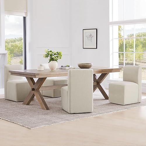 Miniatura 25 de CHITA Juego de 2 sillas de comedor con ruedas, sillas modernas rodantes sin brazos tapizadas con certificación FSC para dormitorio, sala de lectura,