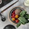 Ceramic Ramen Bowl Tableware Set for 2 Person, Japanese Style Retro Ramen Bowls Set 800ml Noodle Bowl with Chopsticks and Spoons, Soup Bowls with Lid for Microwave & Dishwasher Safe,Classic Black