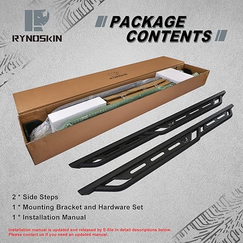 Miniatura 9 de RYNOSKIN Estribos para Ford Bronco 2021-2023 4 puertas resistente para todo terreno todoterreno barras Nerf de acero rieles de escalón textura