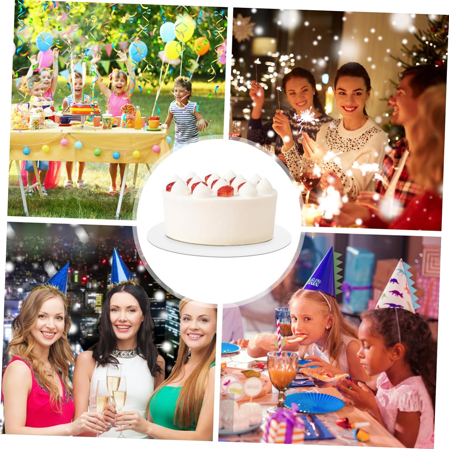 12pcs Round Cake Base Board Thick Cardboard Circle Dessert Displays for Birthdays Weddings Celebrations Elegant Design for Professional Presentation