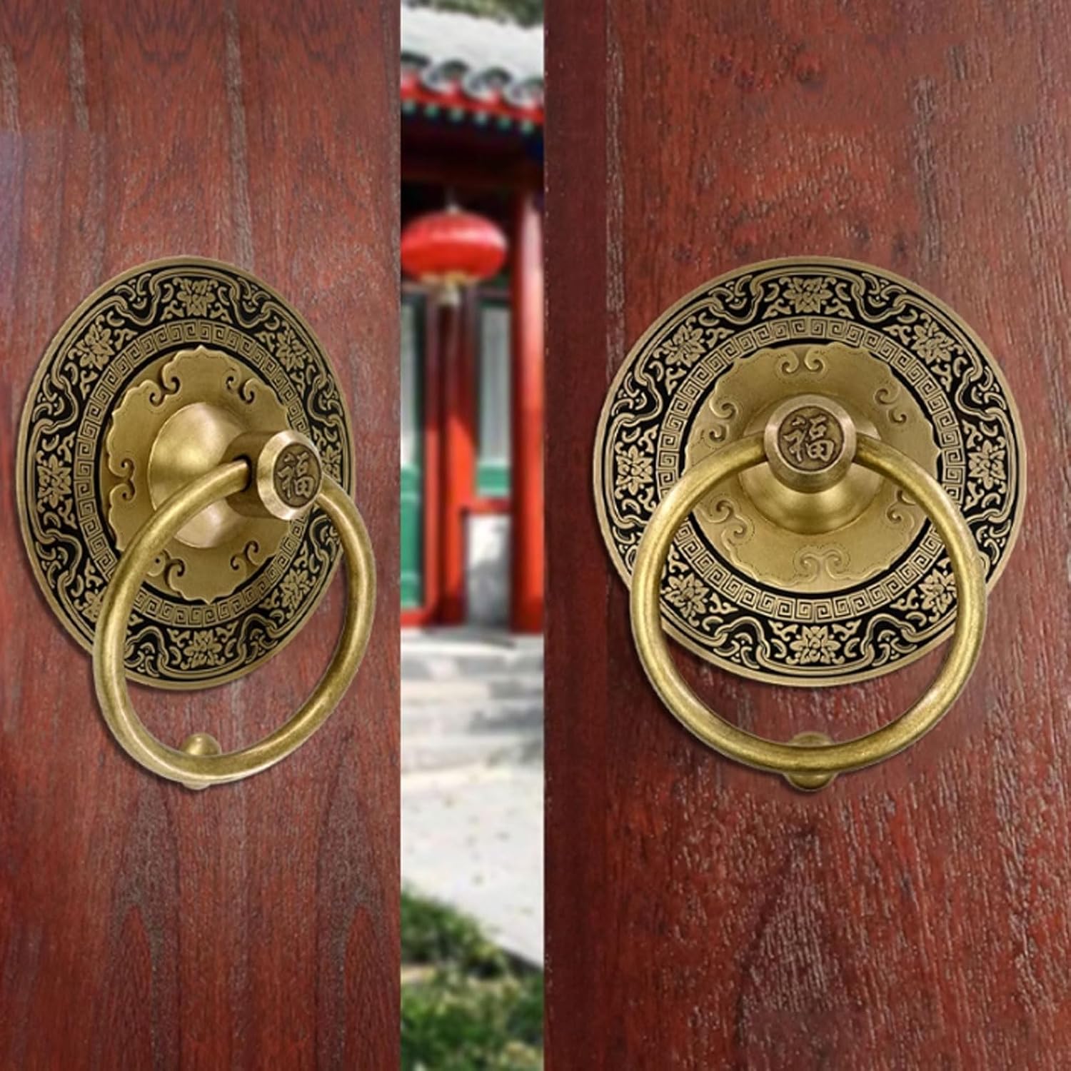 Chinese Style Pure Copper Handle Antique Door Knocker Head Brass Door Handle Round Handle Door Ring for Wooden Door,Cabinet