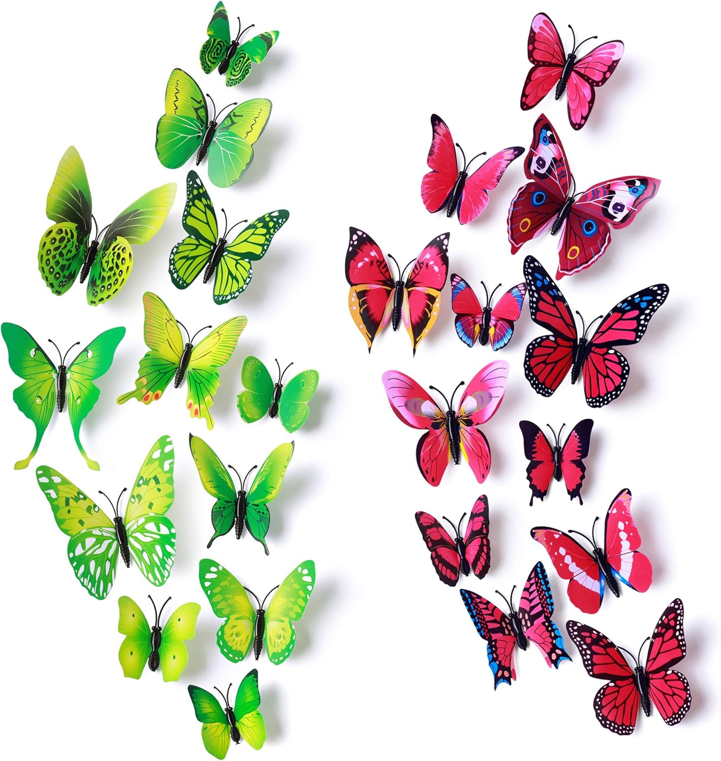 24pcs 3D Vivid Special Man-Made Lively Butterfly Wall Stickers Removable Butterflies Wall Decals 3D Nursery Art Decor for Kids Girls Bedroom Living Room Classroom Party Decoration Brown