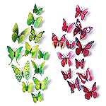 24pcs 3D Vivid Special Man-Made Lively Butterfly Art DIY Decor Wall Stickers Decals Nursery Decoration, Bathroom Dcor, Office Dcor, 3D Wall Art, 3D Crafts for Wall Art Kids Room Bedroom