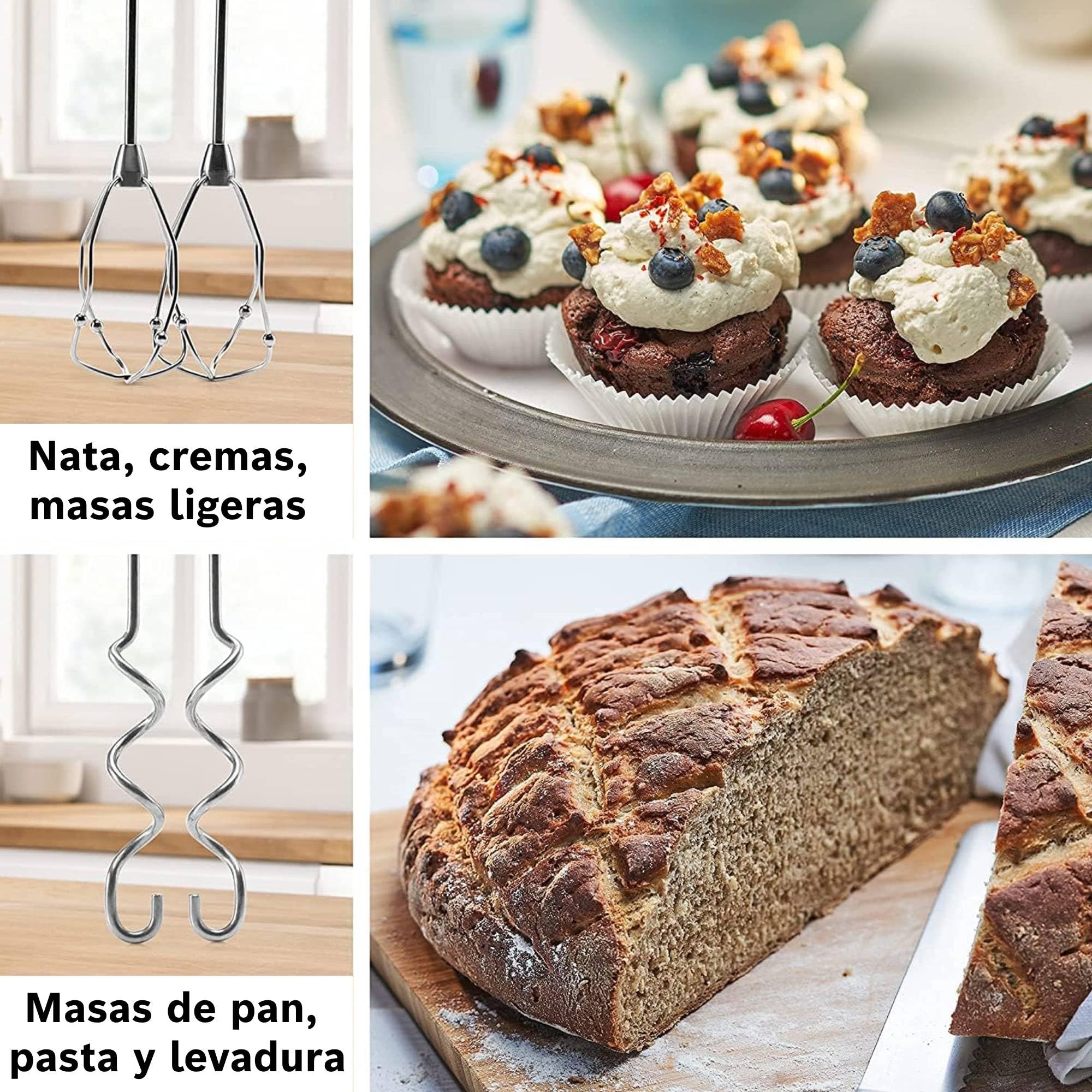 Bosch - Batidora de Repostería Styline, 500W, 5 velocidades, Varillas FineCreamer, Cuchillas de Acero Inoxidable, Rojo, MFQ40303
