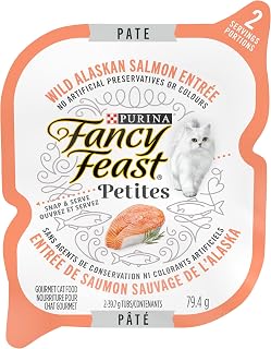 Fancy Feast Wet Cat Food, Petites Pâté Wild Alaskan Salmon Entrée - 79.4 g Tray (12 Pack)