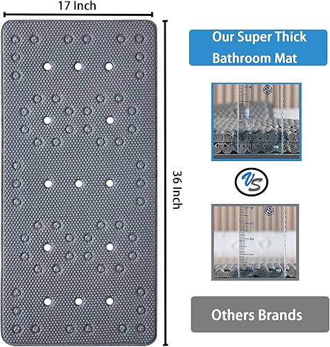 Miniatura 9 de Alfombrilla antideslizante para bañera espuma de seguridad suave para bañera adecuada para ancianos y niños, extra grande de 17 x 36 pulgadas con