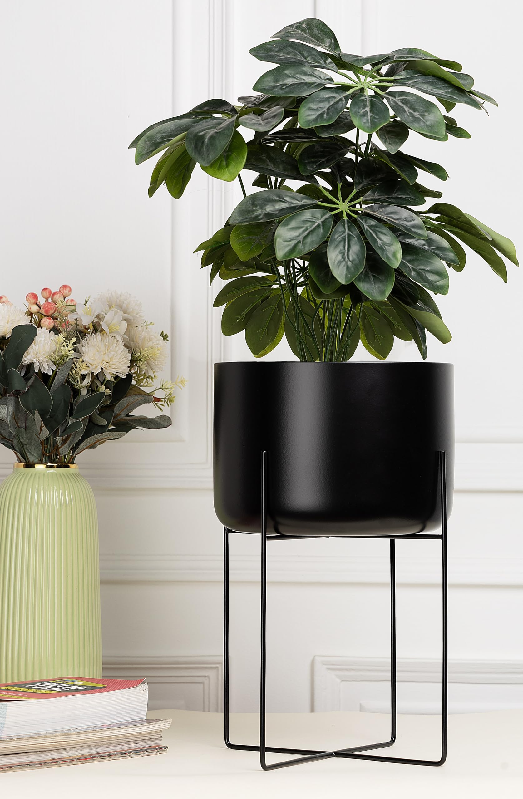OPAXA LIVING- Aluminium Planter Pot with Stand, (Black) (25 x 25 x 56 CM) (Pack Of 1) (B09RSSTTHS) Amazon Price History, Amazon Price Tracker
