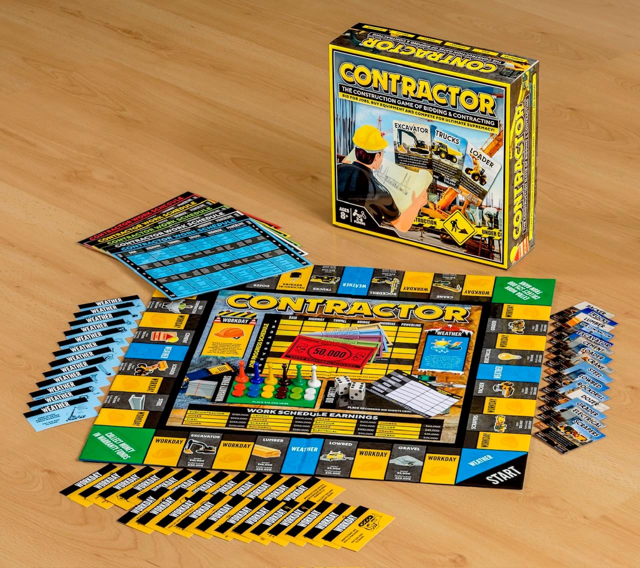 Contractor Board Game – Construction Strategy Game for Family Game Night, City-Building Resource Management, Ages 8+, 2–6 Players