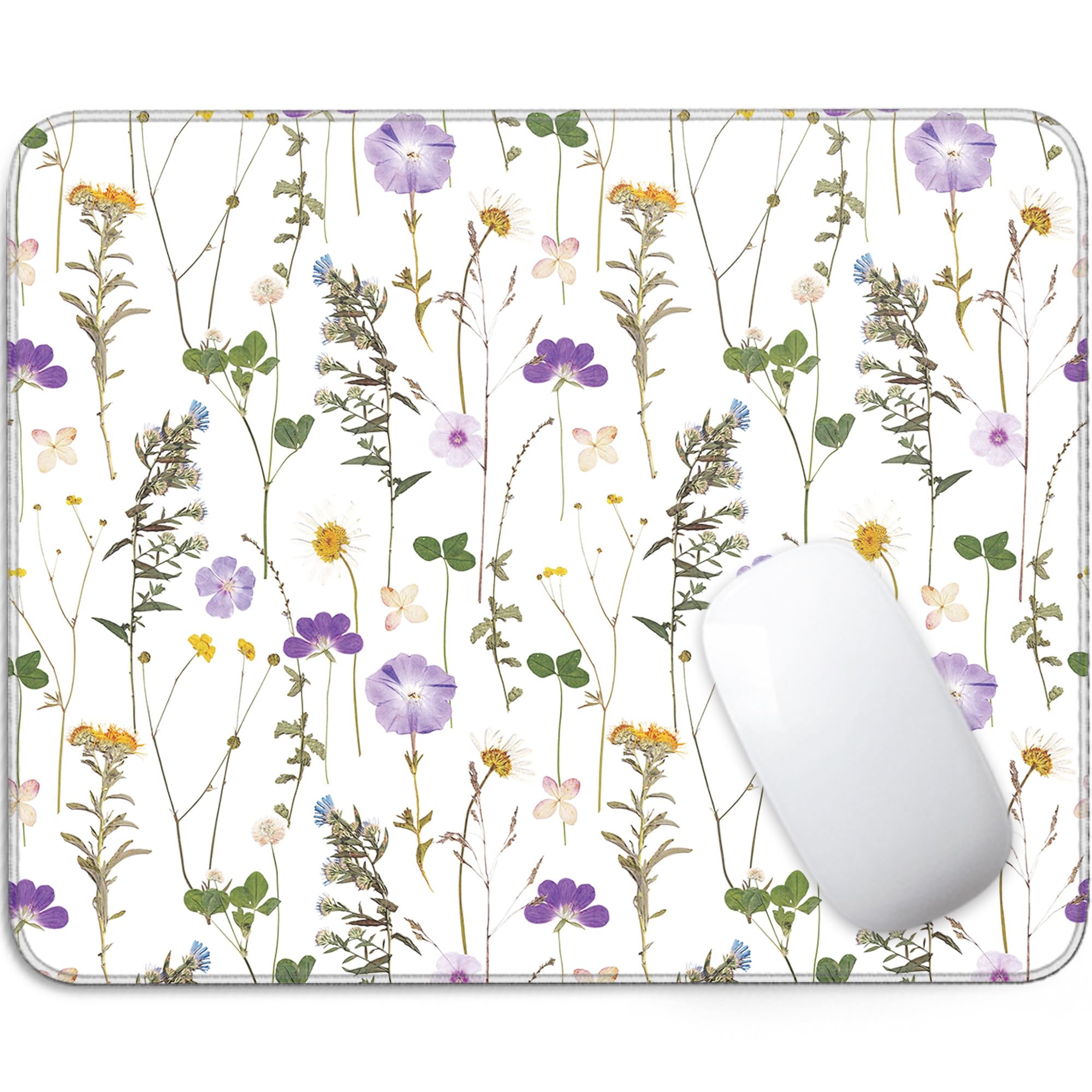 LVYUNF Mouse Pad - Beautiful Flowers Plants Square Mousepad Washable with Non-Slip Rubber Base,Stitched Edge -Mouse Pads for Desk Computers Laptop