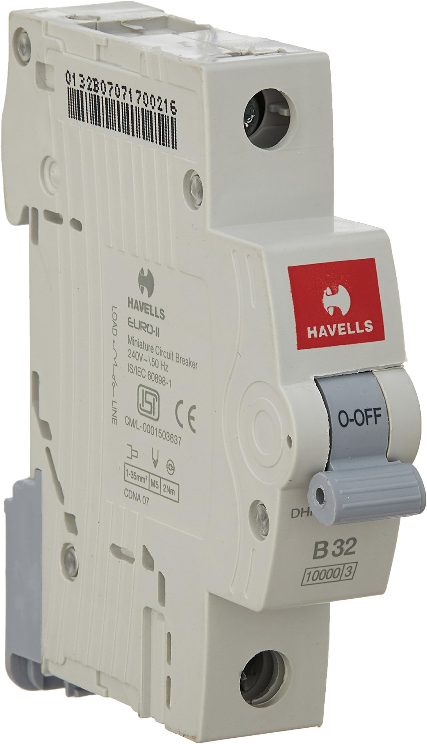 Havells DHMGBSPF032 PVC Plastic 32A MCB SP B Curve (White)