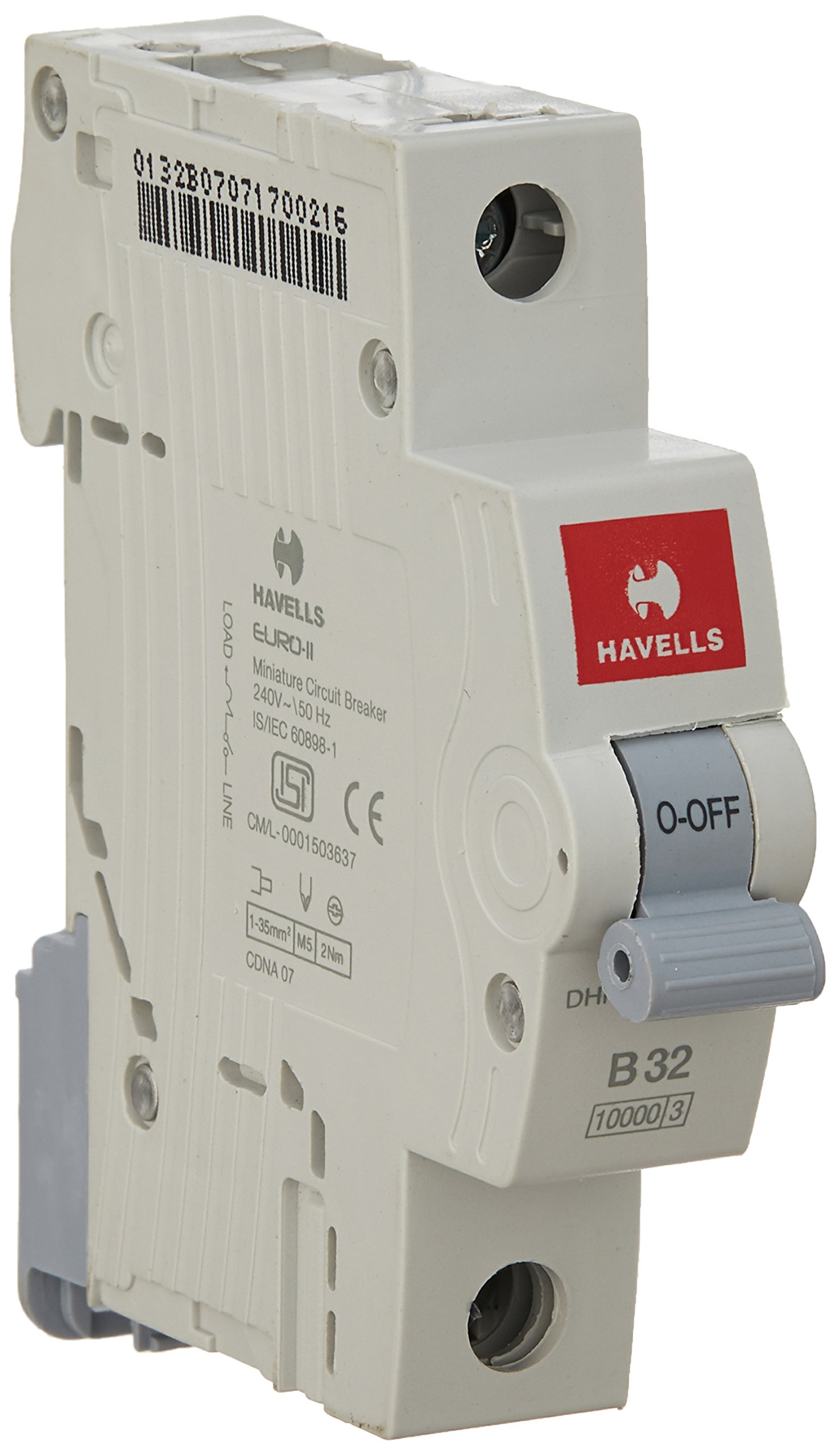 Havells DHMGBSPF032 PVC Plastic 32A MCB SP B Curve (White)