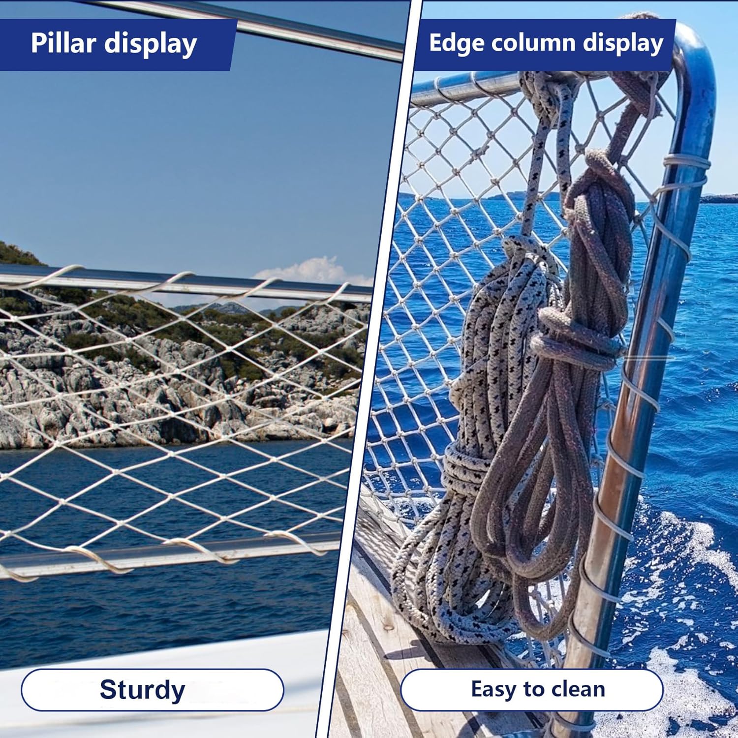 Nylon Boat Safety Lifeline Netting,White Marine 30 ft x 2 ft Boat Safety Netting for Pets Crews and Equipment Safely on Deck Marine Hardware